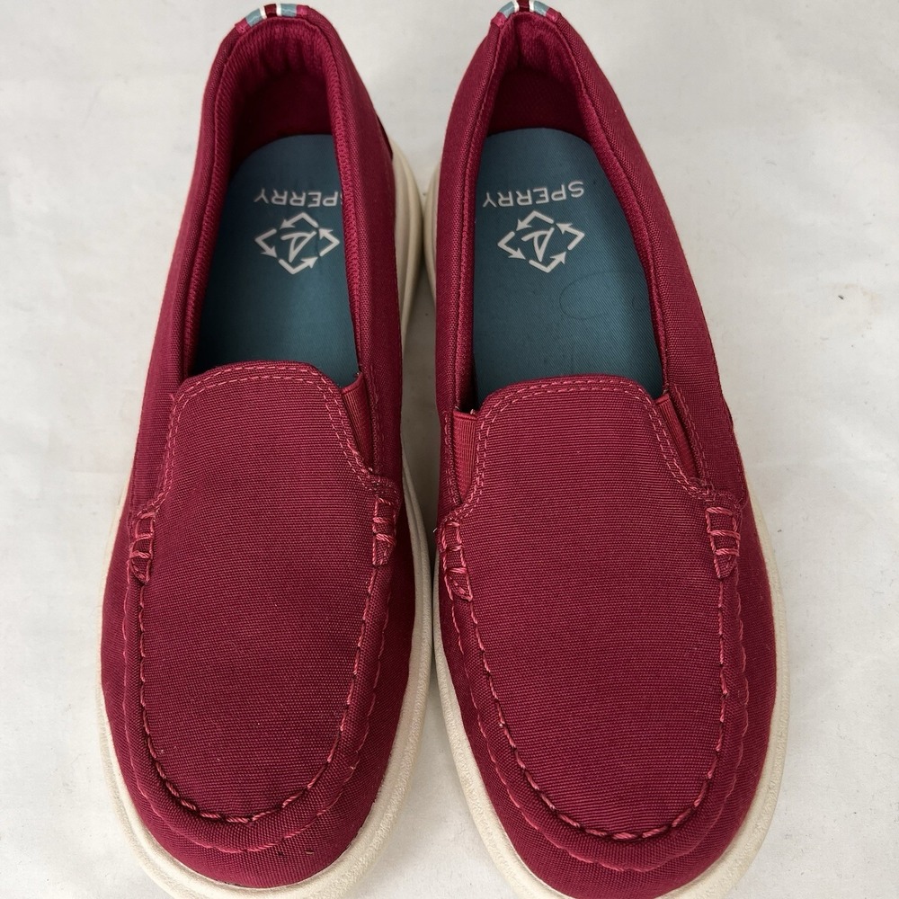 Sperry Women's Slip On Shoes Burgundy Canvas Comfort Loafer Size 8.5M Casual